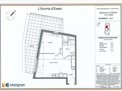 Location appartement 2 pièces Beautour 44