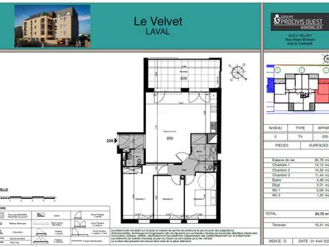 Location appartement 4 pièces Laval Avesnières 53