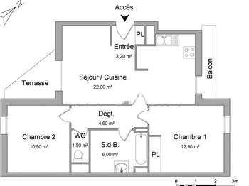 Location Appartement 3 piècesNantes
