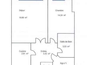 Location Appartement 2 piècesNantes Procé - Monselet