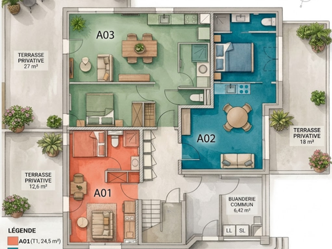 Location appartement 1 pièce