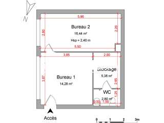 Bureaux et commerces 1 pièce