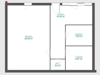 Bureaux et commerces 2 pièces