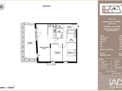 Vente appartement 3 pièces Vente appartement 3 pièces