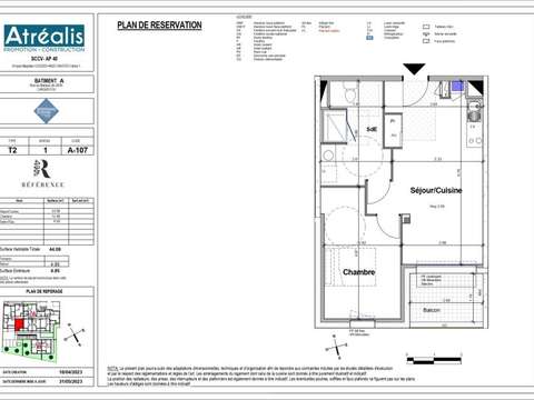 Vente appartement 2 pièces Carquefou 44
