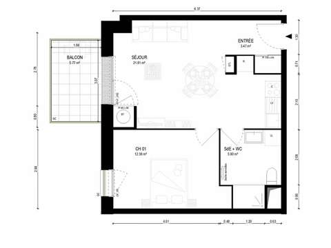 Vente appartement 2 pièces