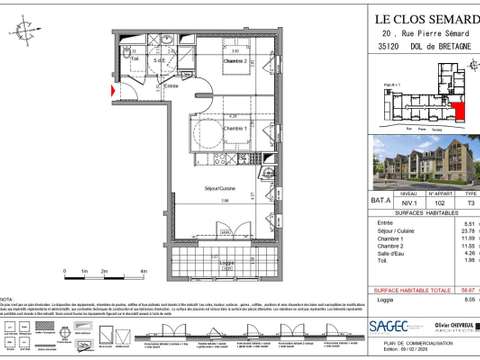 Vente appartement 3 pièces