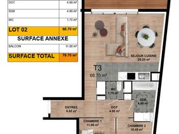 Vente appartement 3 pièces