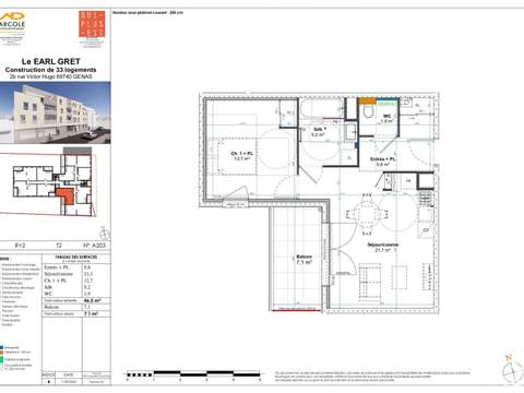 Vente appartement 2 pièces Genas 69