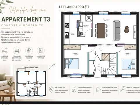 Vente appartement 3 pièces Kervignac 56
