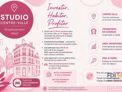 Vente Studio 1 pièce Lorient Centre Ville 56