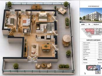 Vente Appartement 4 piècesMondeville