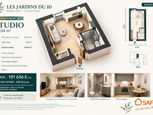 Appartement 1 pièce 24 m² · à Morlaix · 24 m² · 101 636 €