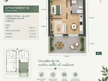 Vente appartement 2 pièces Morlaix 29