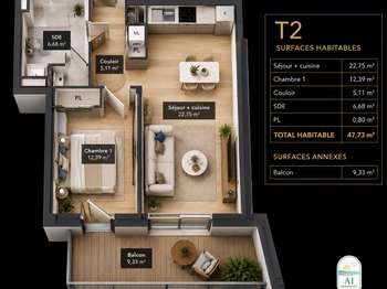 Vente appartement 2 pièces Vente appartement 2 pièces