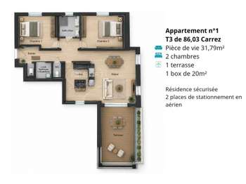 Vente appartement 3 pièces Quimper 29