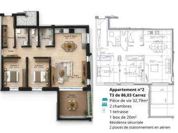 Vente Appartement 3 piècesQuimper Penanguer - Kervilien - Penhars