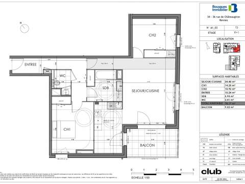 Vente appartement 3 pièces Rennes Sud 35