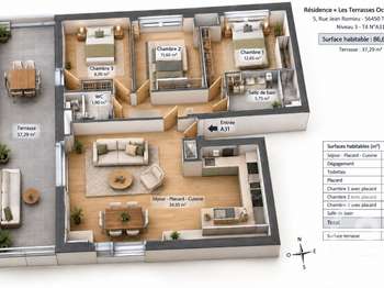 Vente Appartement 4 piècesTheix