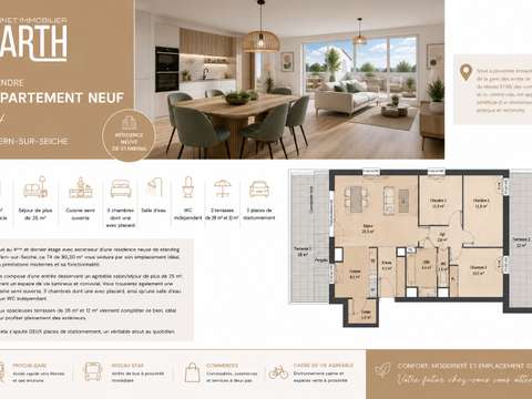 Vente appartement 4 pièces Vern-sur-Seiche 35