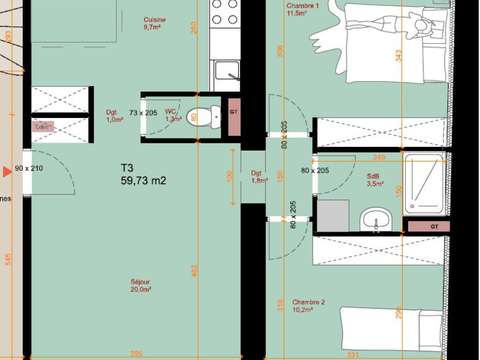 Vente appartement 3 pièces