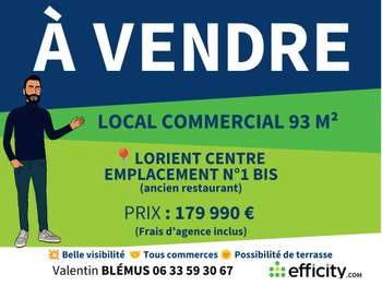 Vente Bureaux et commerces 90 m&sup2;Lorient Centre Ville