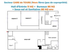 Vente Bureaux et commerces 176 m&sup2;Tours