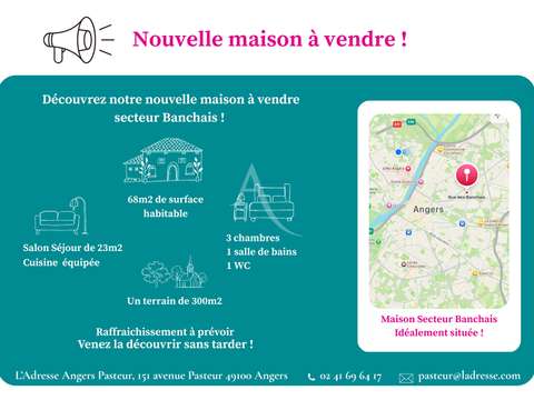 Vente maison 4 pièces Angers Deux Croix Banchais 49