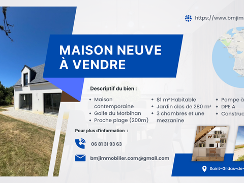 Vente maison 5 pièces Saint-Gildas-de-Rhuys 56