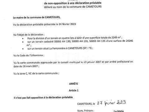 Vente de terrain