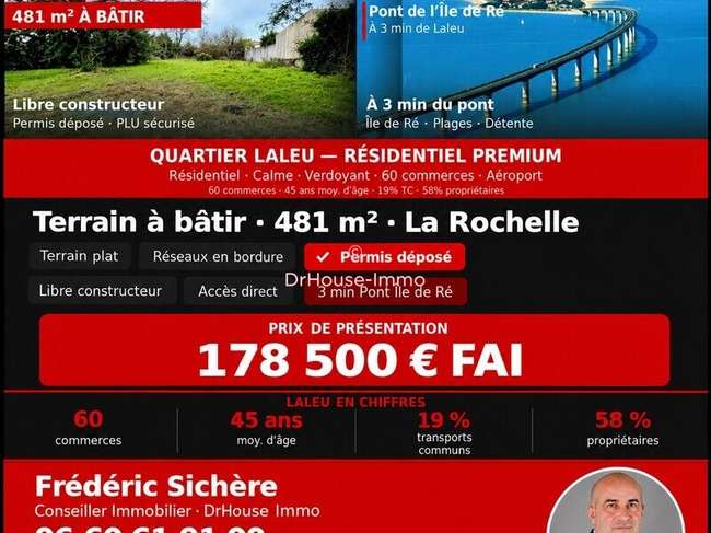 Terrain 481 m² · à La Rochelle · 481 m² · 179 900 €
