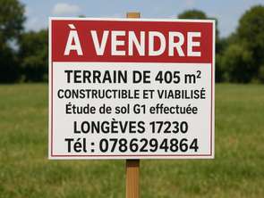 Vente Terrain 405 m&sup2;Longèves