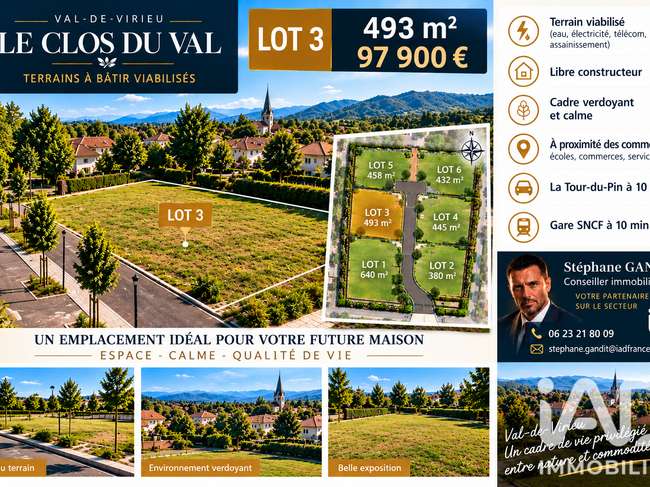 Terrain 493 m² · à Villages du Lac de Paladru · 493 m² · 97 900 €